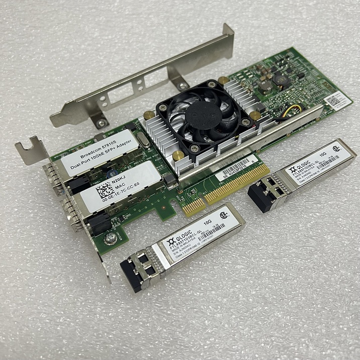 NEW, Dell 0N20KJ N20KJ [TorCompTH Thailand - ขาย จำหน่าย ราคา] Dell Broadcom 57810S Dual-Port 10GbE SFP+ CNA with SFP x2 for R720 R630 R440 R640