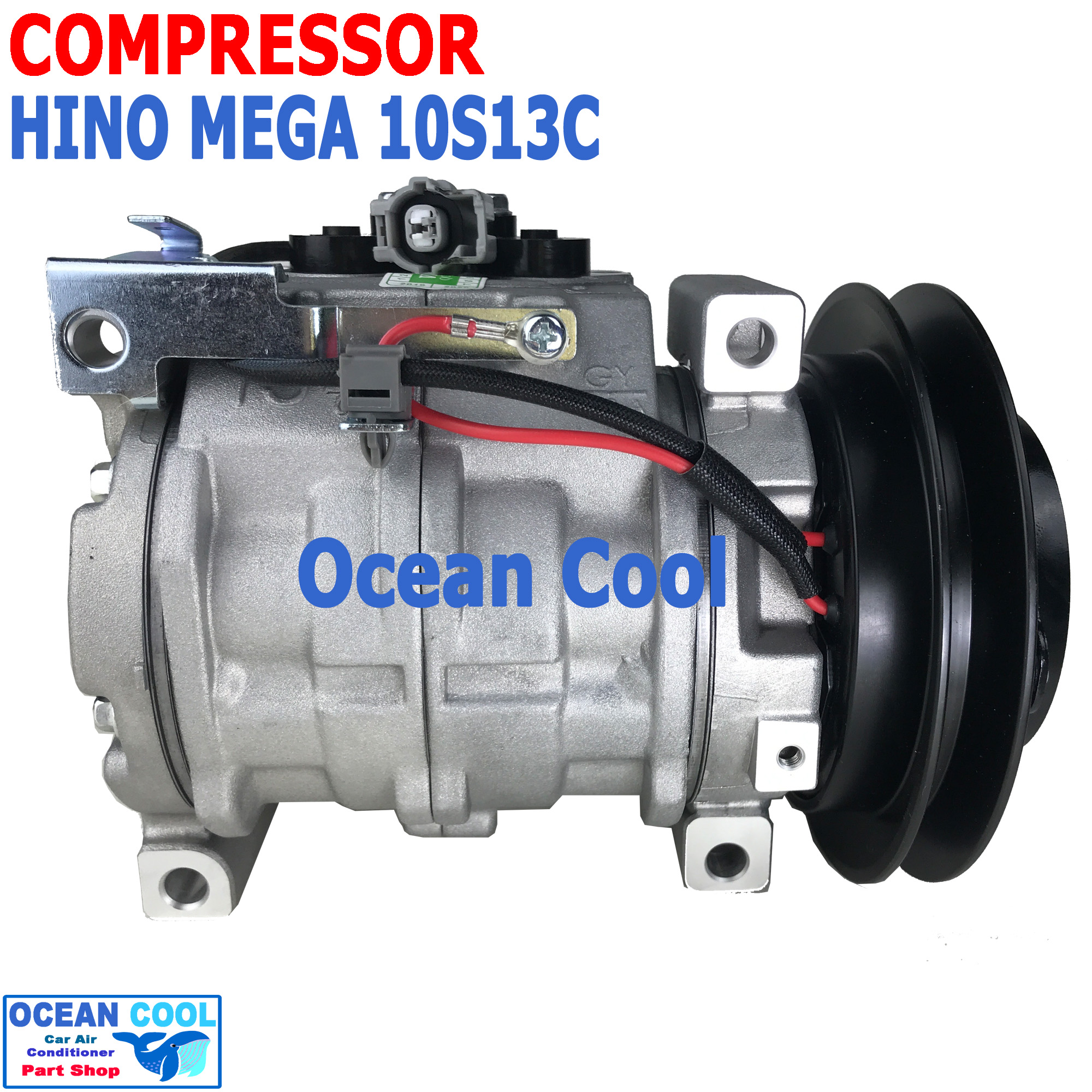 คอมเพรสเซอร์ ฮีโน่ เมก้า 6 ล้อ 10S13C 24V. COM0057 ฮีโน ดรูโทร่ สายพาน ร่อง A 12.5 Compressor Heno Mega druto dutro 720 คอมแอร์รถยนต์ คอมแอร์ ดรูโท่ ดูโท่ ดูโทร่ คอมเพลสเซอร์ ร่องเอ สายพานร่องวี