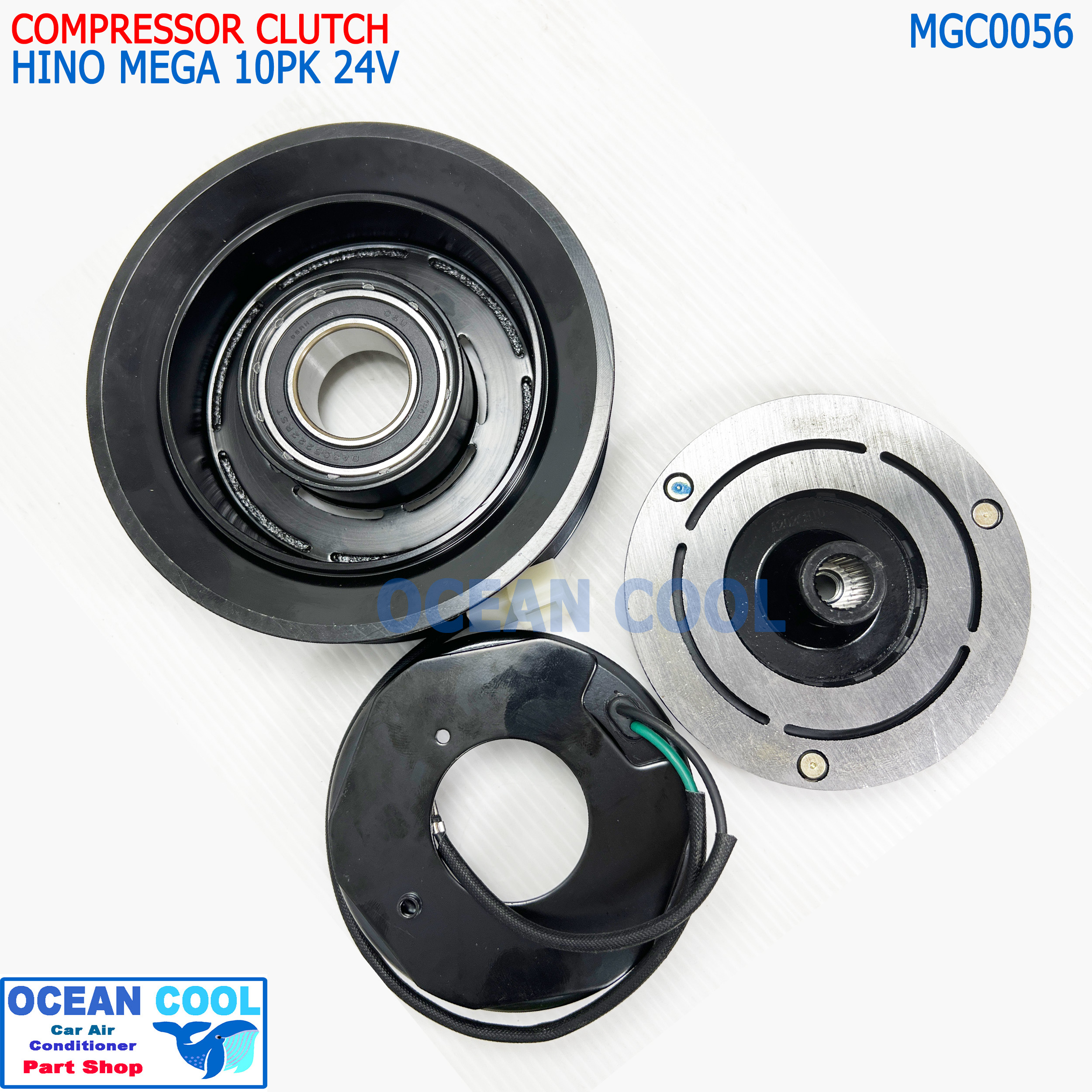 คลัชคอมแอร์ Hino Mega ร่อง 10PK 24v MGC0056 ค อม 10S,10PA ร่อง 10PK 24v. 135mm หน้าคลัชคอมแอร์ ฮีโน่ เมก้า สายพานร่องฟัน ครัชคอมแอร์ หน้าครัชคอมแอร์