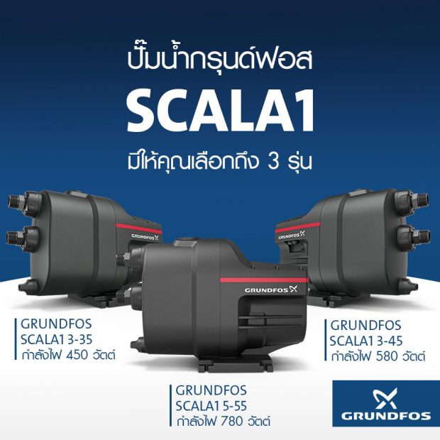 ปั๊มอัตโนมัติ GRUNDFOS SCALA1 3-35 3-45 5-55 450w 580w 780w