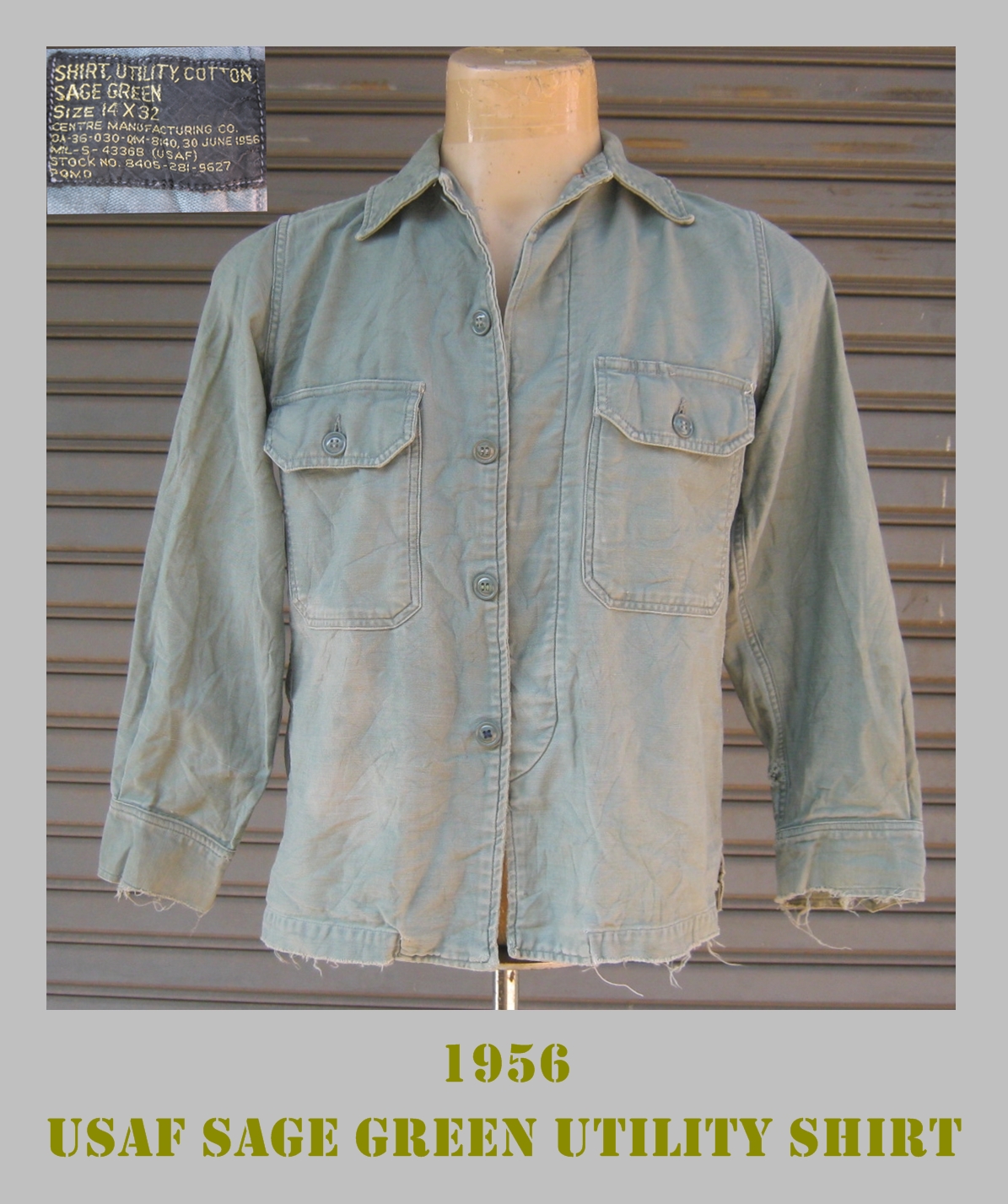 USAF SAGE GREEN UTILITY SHIRT1956