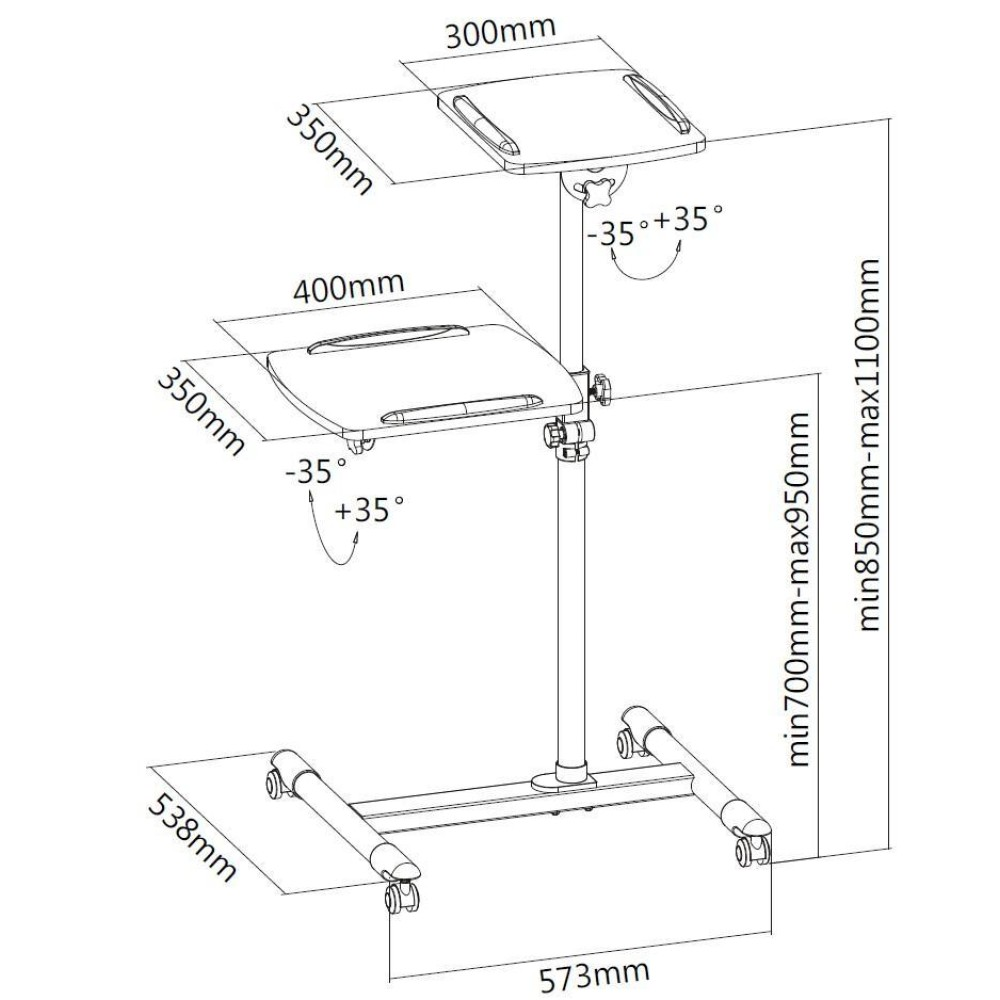MH-TPN-6 รถเข็นอเนกประสงค์สำหรับโปรเจคเตอร์ และโน้ตบุ๊ก