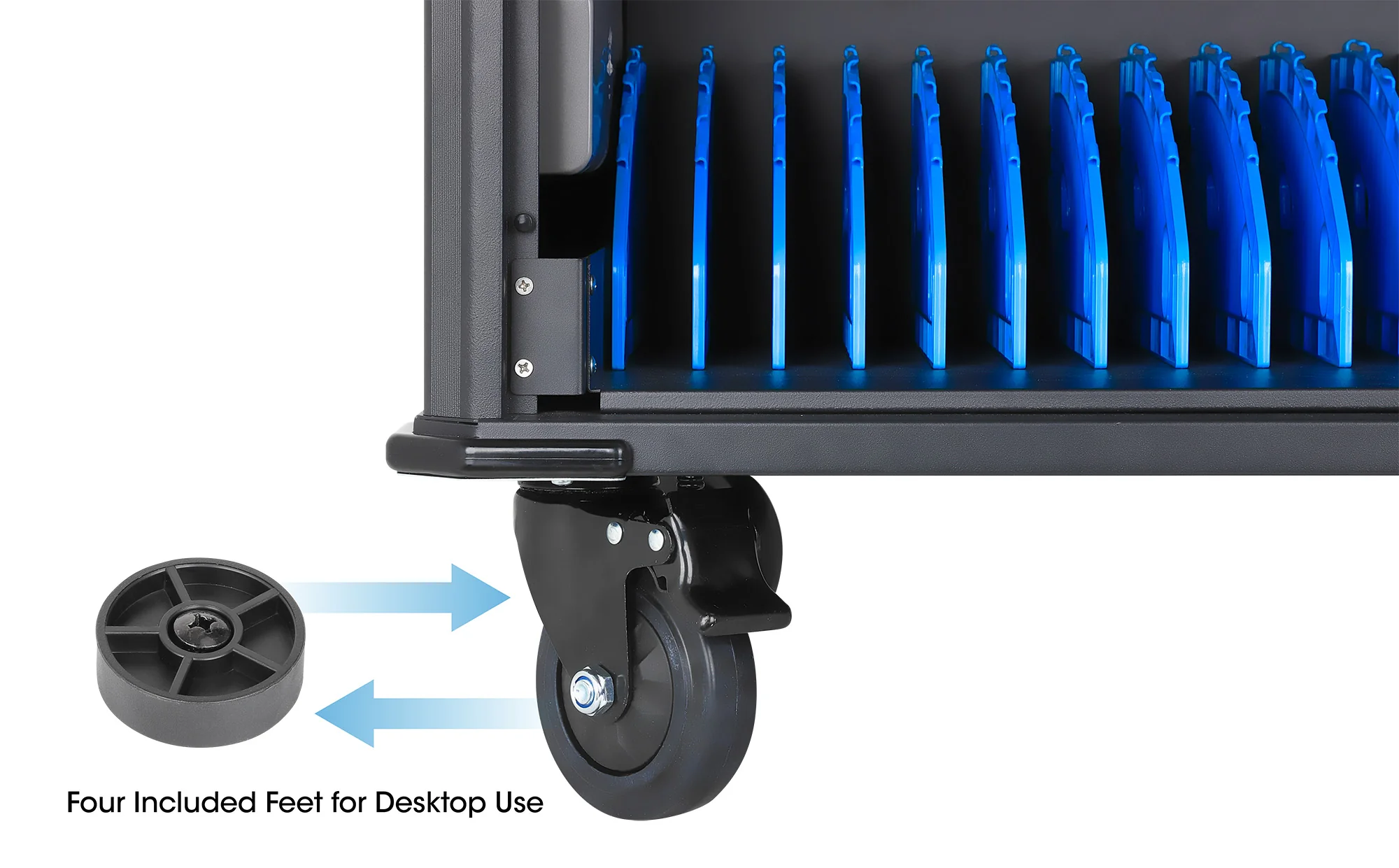 MHT-181181 ตู้ชาร์จอุปกรณ์อิเล็กทรอนิกส์แบบรถเข็น (AC 220 Volts/3080 Watts Charging Cart) รุ่น 20 ช่องเสียบ สำหรับประเทศไทย