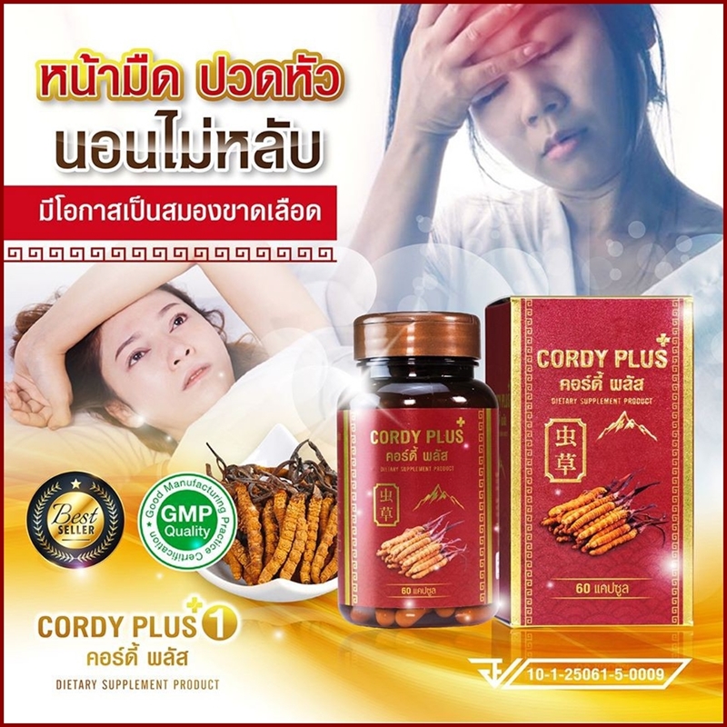 คอร์ดี้ พลัสวัน (Cordy Plus1) ถั่งเช่าทิเบตแท้100% สารสกัดเกรดพรีเมี่ยม ผลิตภัณฑ์เสริมอาหาร บำรุงร่างกาย (60 แคปซูล)