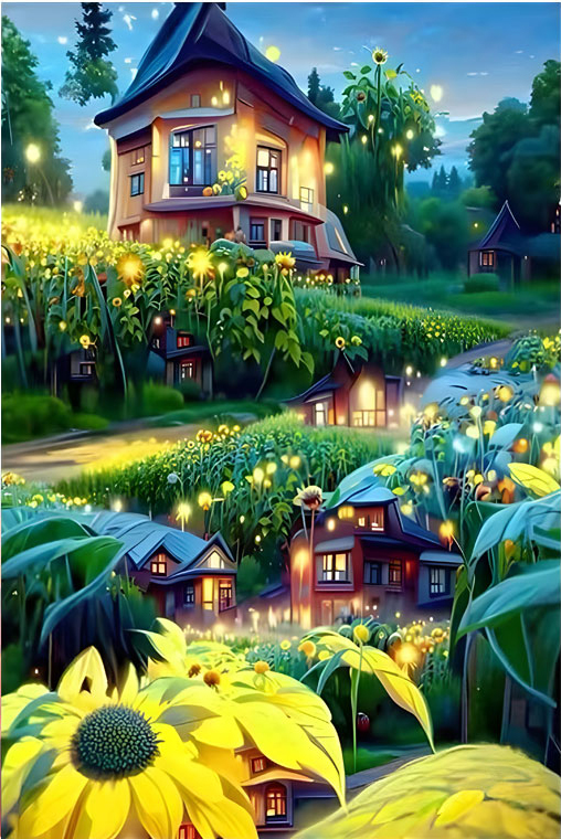 ชุดปักครอสติช ลายบ้านสวยในสวนดอกไม้ (งานปักเต็มลาย ไม่มีเดินเส้น) ขนาด 50*68 ซม.ผ้าครอสติช 11CTพิมพ์ลายปักบนผ้า ไหมคอตตอน 42 สี ผังลาย เข็ม