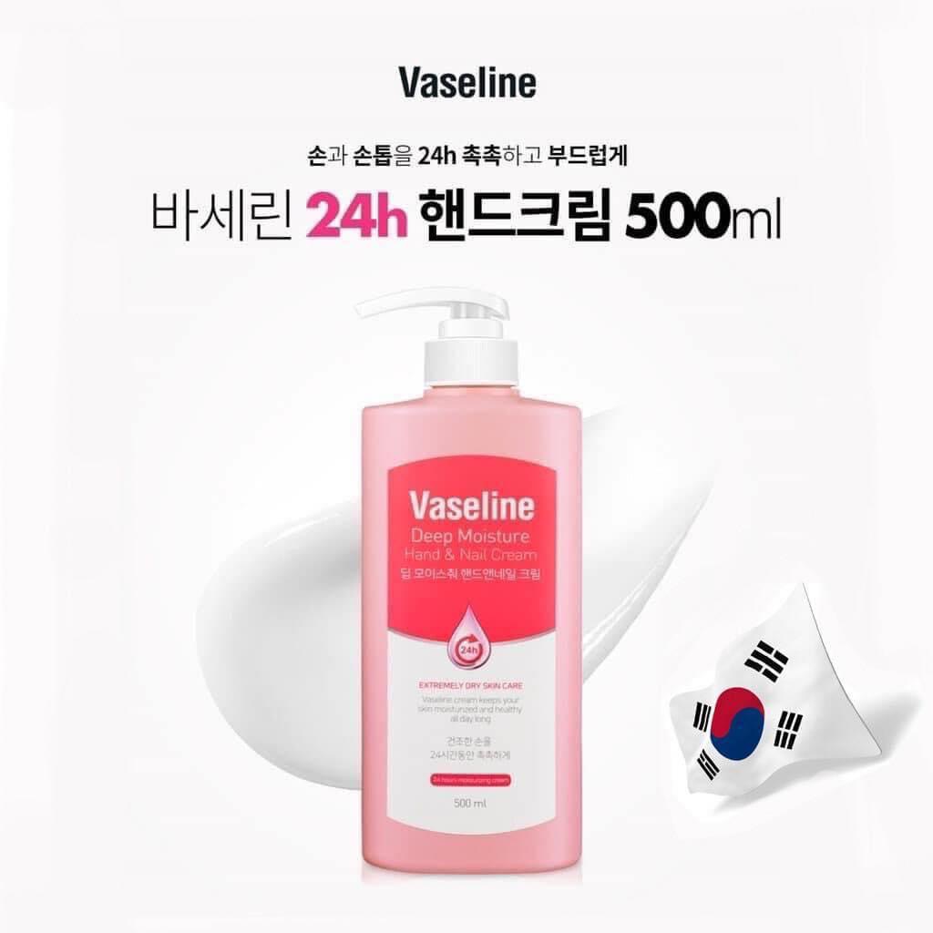 ครีมทามือ- Vaseline deep Moisture Hand&Nail Cream 500ml. แบบขวด(1ขวด)