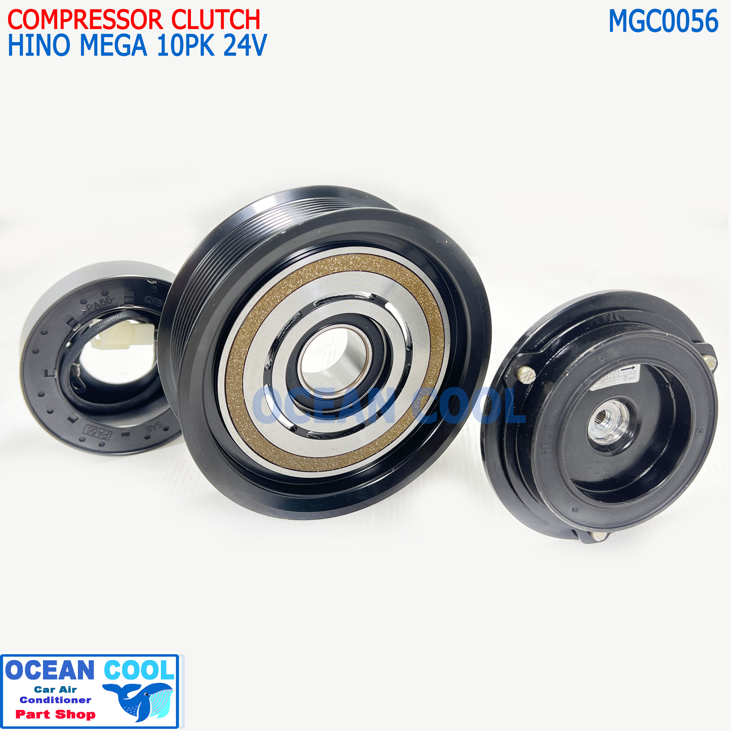 คลัชคอมแอร์ Hino Mega ร่อง 10PK 24v MGC0056 ค อม 10S,10PA ร่อง 10PK 24v. 135mm หน้าคลัชคอมแอร์ ฮีโน่ เมก้า สายพานร่องฟัน ครัชคอมแอร์ หน้าครัชคอมแอร์