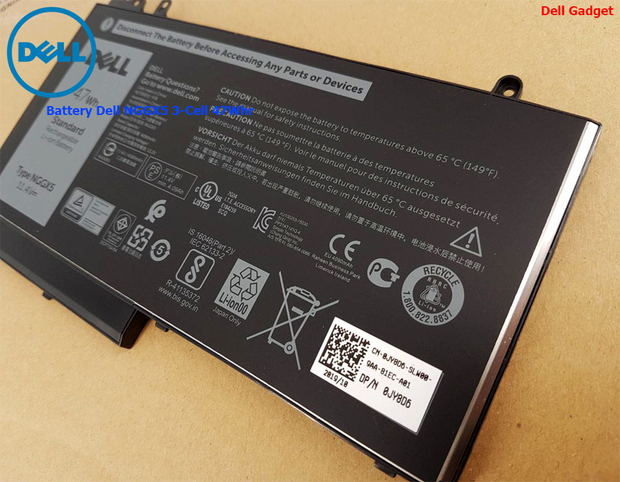 Battery Dell Latitude E5270, 3-Cell, 47Wh, แบตเตอรี่ Dell NGGX5 ของแท้รับประกันศูนย์ Dell Thailand On-site Service