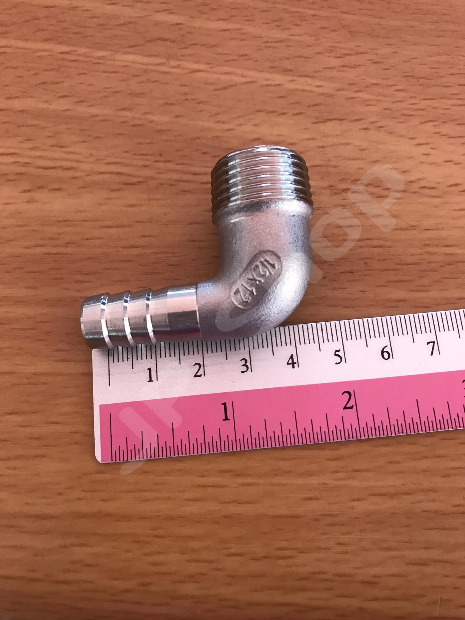 ข้องอเกลียวนอก ขนาด4หุน หางไหล 12 mm. สแตนเลส304 #50011