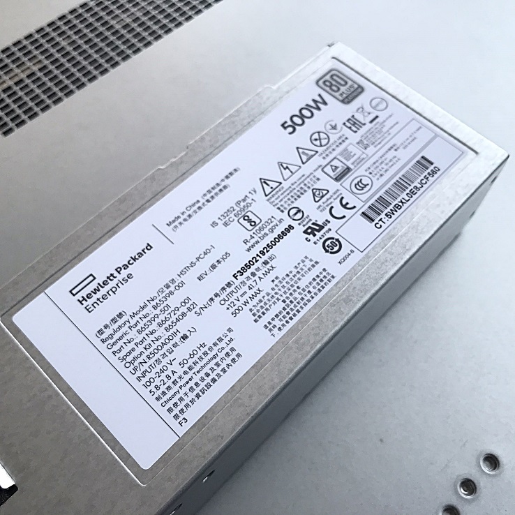 REF, HP 865408-B21 / 866729-001 / 865399-501 / Model HSTNS-PC40-1 [TorCompTH Thailand - ขาย จำหน่าย ราคา] HP 500W Power Supply for DL160, DL180, DL360, DL380 Gen10