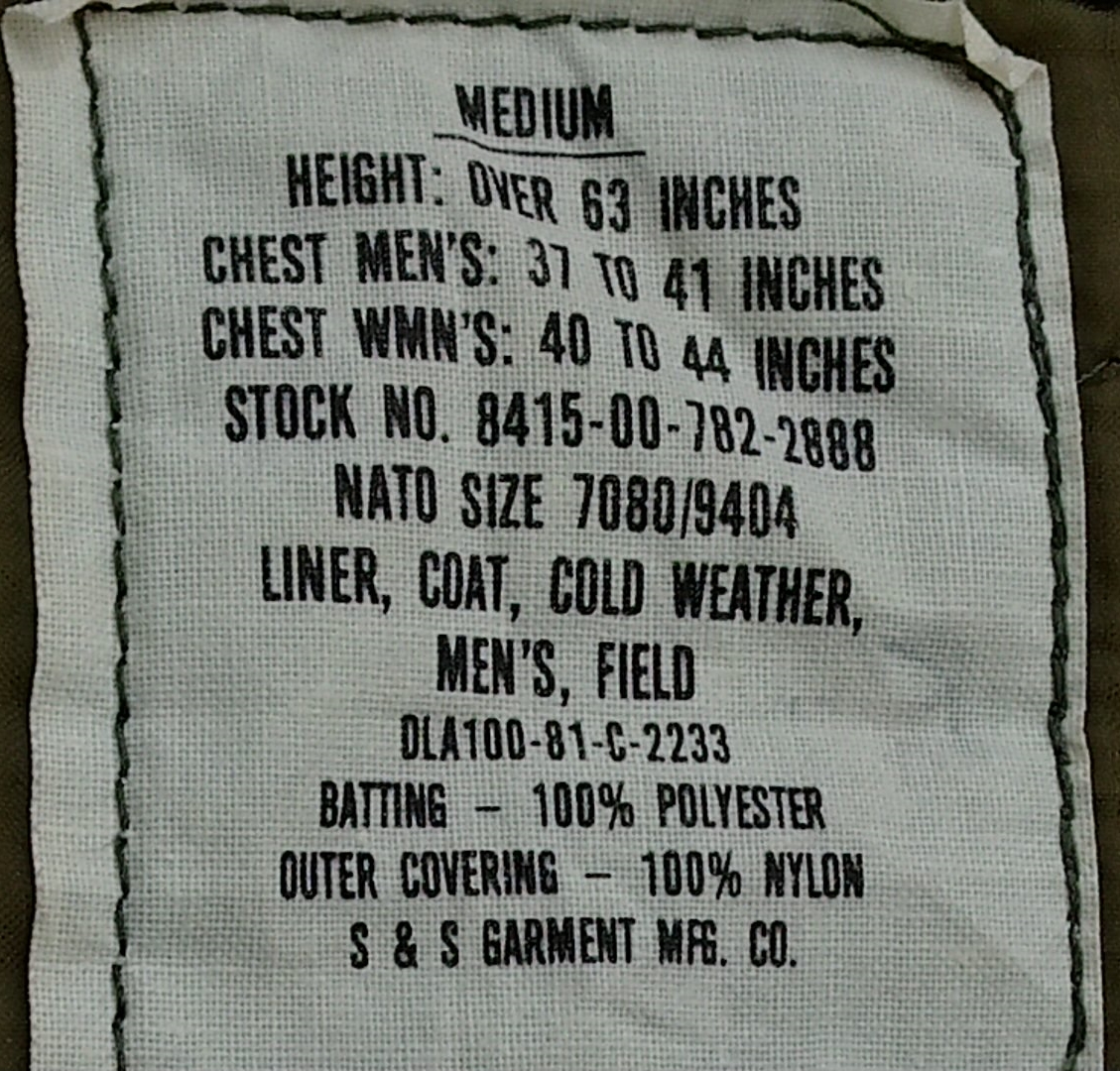 ขายแล้ว M1965 Field Coat Liner