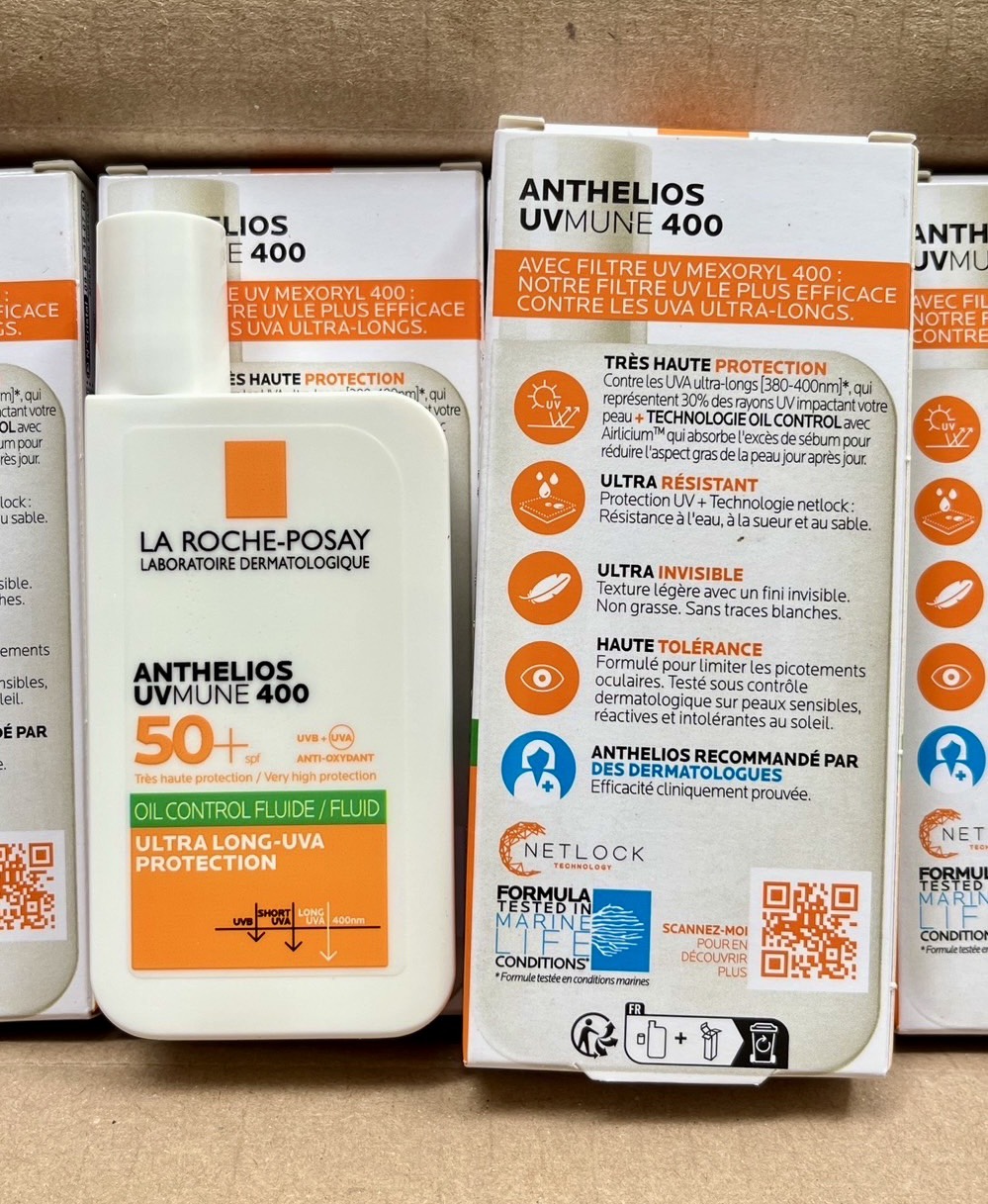 La Roche-Posay Anthelios UVMune 400 Fluide Oil Control SPF50+ 50ml. ครีมกันเจล แถบเขียว สำหรับผิวมัน กล่องแบน