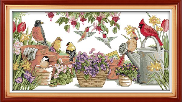 Birds in garden (ไม่พิมพ์/พิมพ์ลาย)