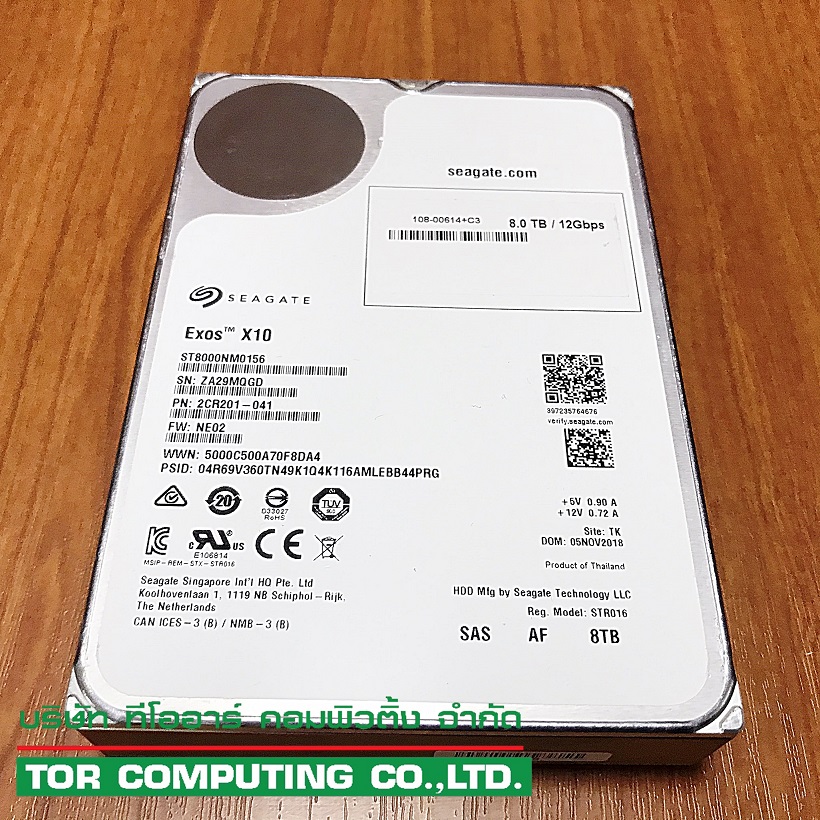 REF, Seagate ST8000NM0156 / 2CR201-041 [TorCompTH Thailand - ขาย จำหน่าย ราคา] Seagate Exos X10 8TB 7.2K 12Gbps 512e SAS 3.5IN Enterprise HDD