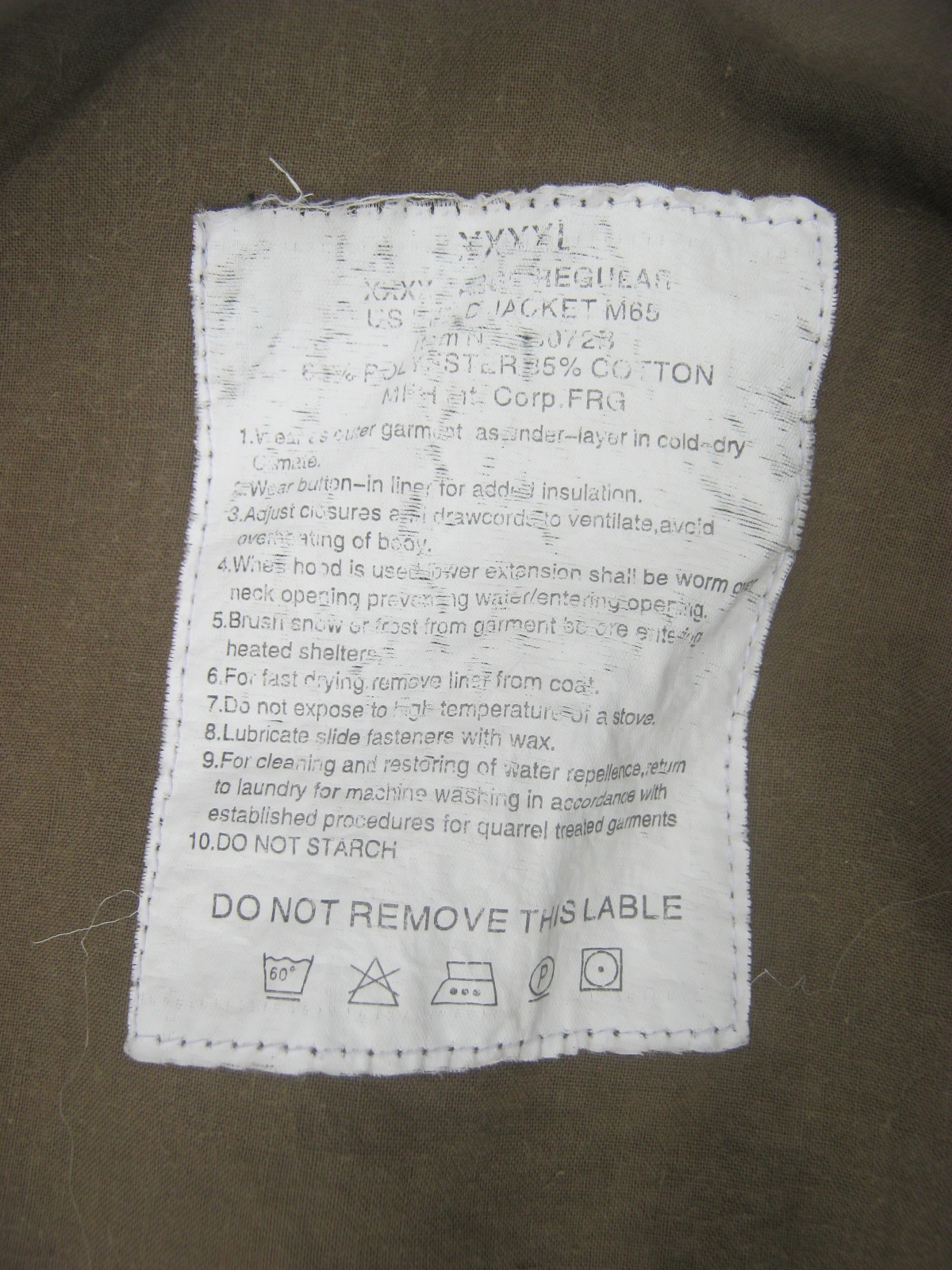 M65 เอกชนผลิต พิเศษ 4XL