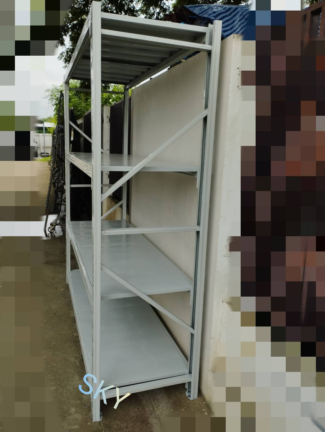 ชั้นวางสินค้า ชั้นวางของ ชั้นเหล็ก รุ่น HJ4-152062 สีเทาขาว