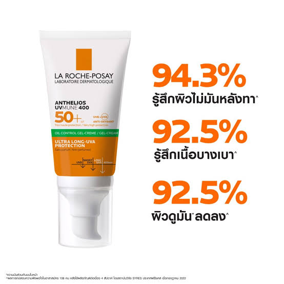 รุ่นใหม่ La Roche-Posay Anthelios UVMune 400 Gel-Cream Oil Control 50ml. สูตรเจล สำหรับผิวมัน แถบเขียว ของแท้