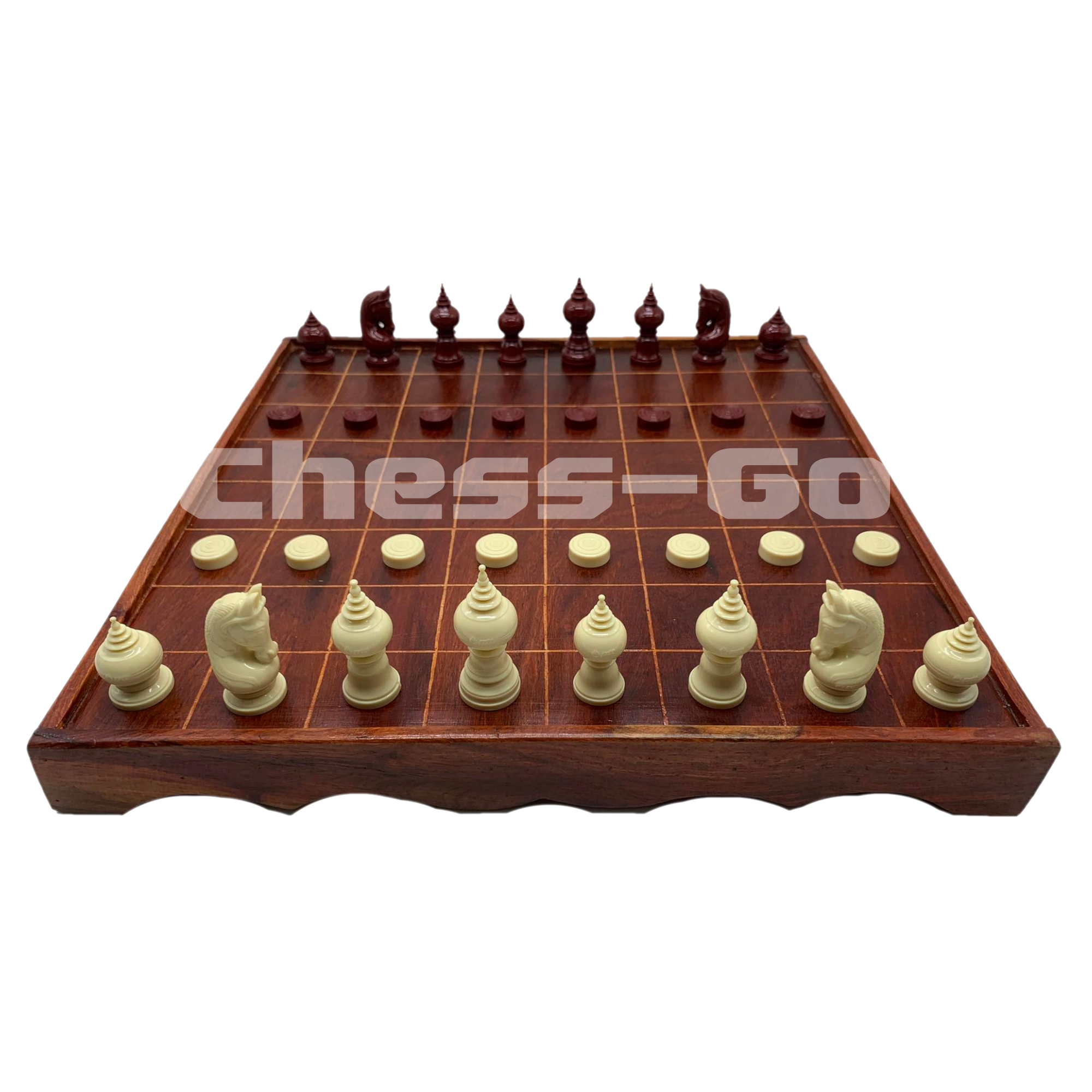 ชุดหมากรุกไทยไม้(กระดานไม้ประดู่+ตัวพลาสติกptt)