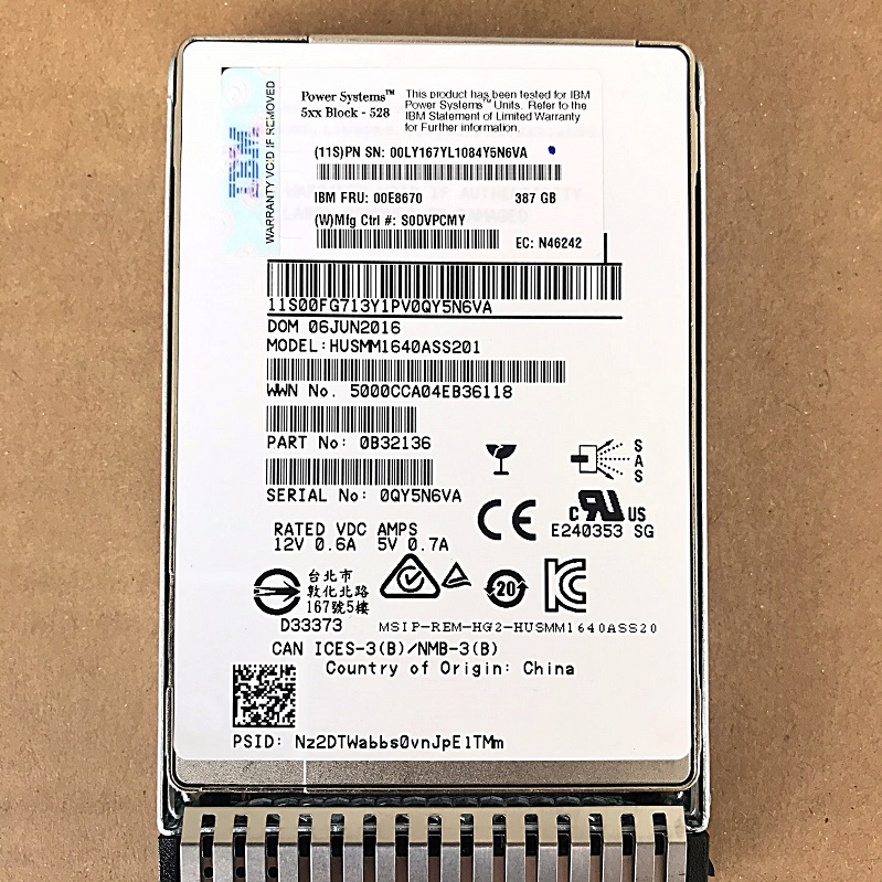 IBM 00LY167 00E8670 [TorCompTH Thailand - ขาย จำหน่าย ราคา] IBM 387GB SAS SFF-3 4k SSD for Power8