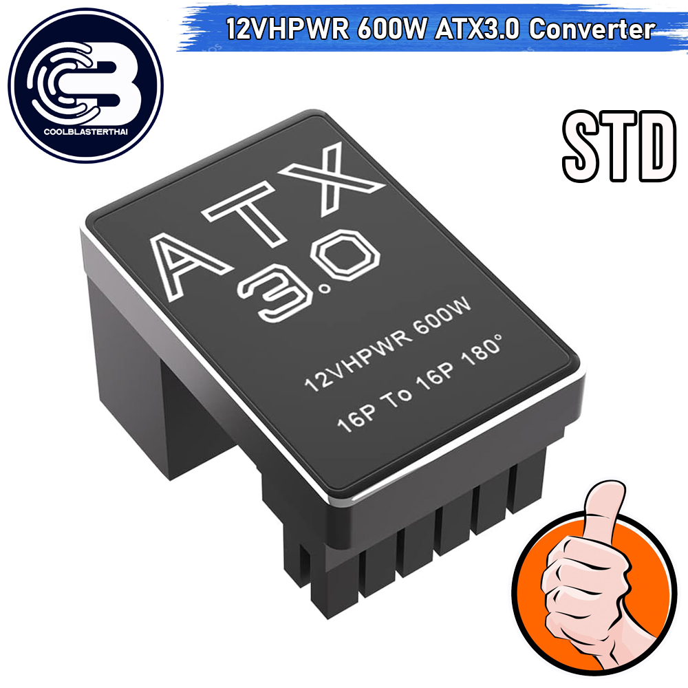 [CoolBlasterThai] Cable Management 16 Pin 12VHPWR ATX3.0 180 Degree Connector (STANDARD) BLACK