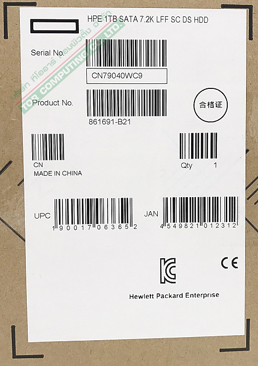 NEW HP 861691-B21 / 862128-001 [TorCompTH Thailand - ขาย จำหน่าย ราคา] HP G8-G10 1TB 7.2K 6G SATA 3.5in SC HDD