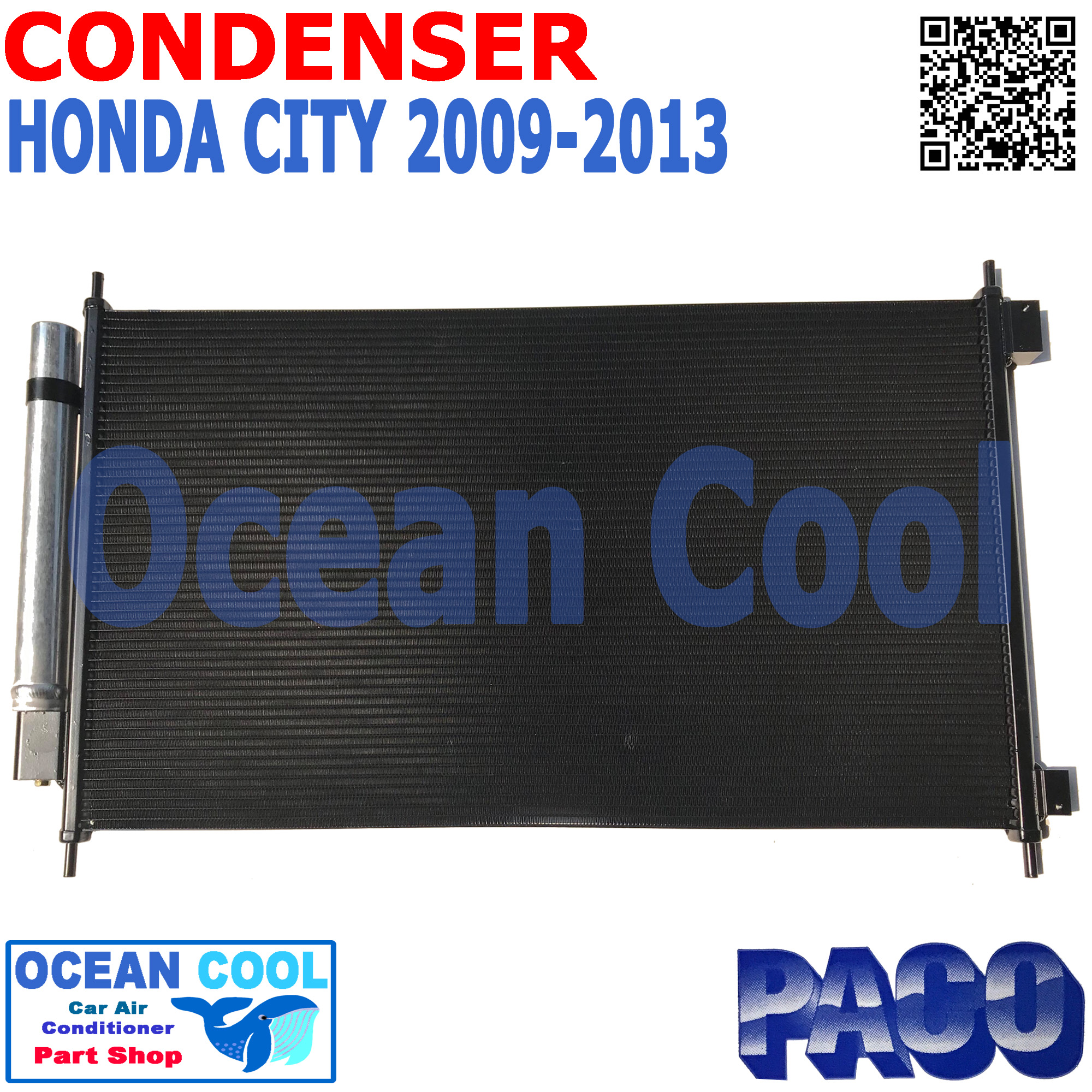 แผงแอร์ ซิตี้ 2008 - 2013 CD0073 Condenser HONDA CITY 2009 2010 2011 อะไหล่ แอร์ รถยนต์ คอยล์ร้อน แผงรังผึ้ง ฮอนด้า