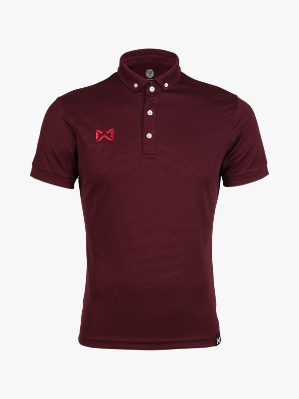 WARRIX ( วอริกซ์ ) WA-3315N POLO SPORT ลิขสิทธิ์แท้ 100% เสื้อโปโลสปอร์ต เสื้อคอกปก สีแดงเลือดหมู MG
