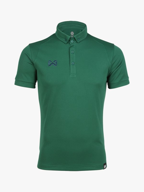 WARRIX ( วอริกซ์ ) WA-3324 BUBBLE POLO SPORT ลิขสิทธิ์แท้ 100% เสื้อโปโลสปอร์ต เสื้อคอกปก สีเขียวเข้ม