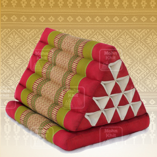หมอนสามเหลี่ยม 15 ช่องติดเบาะ 1 พับ 55cmx76cmx36 cm Triangle Khit Thai Floor Cushions Traditional handmade 15 holes with 1 part of mattress.