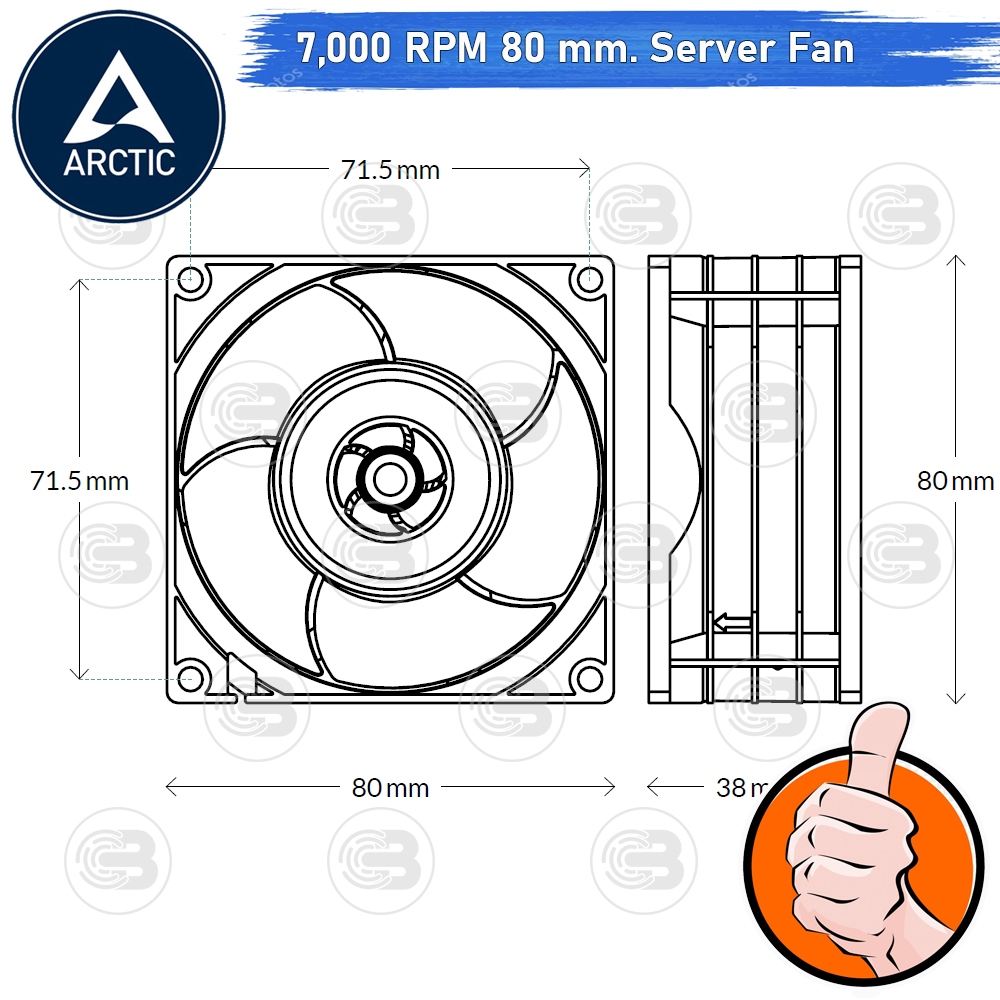 [CoolBlasterThai] ARCTIC S8038-7K 7000 RPM (size 80 mm.) Fan Case ประกัน 6 ปี