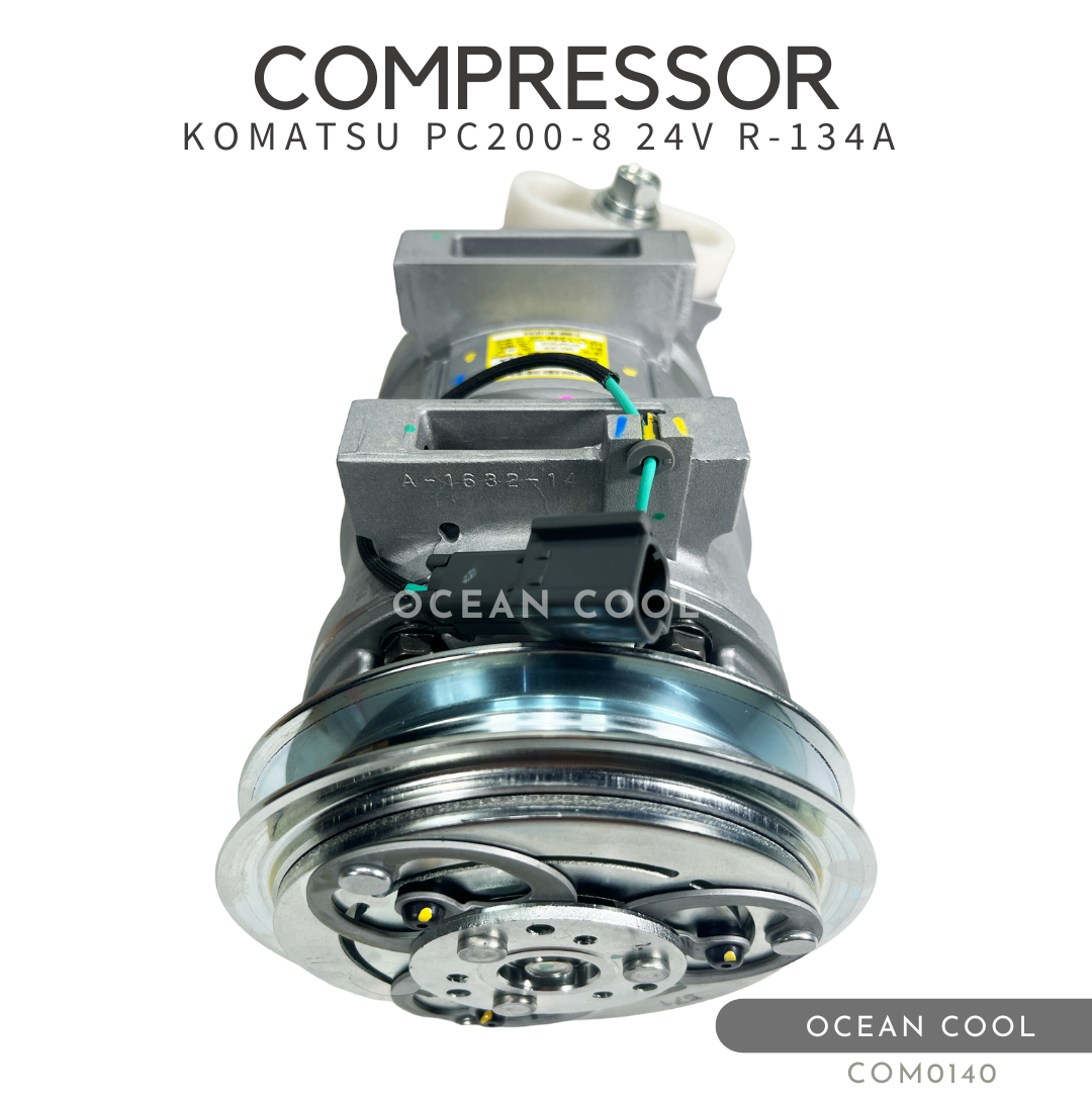 คอมเพรสเซอร์ โคมัตสุ พีซี 200-8 24 โวลต์ พูเล่ 1 ร่องบี รูโต COM0140 VALEO 815011 COMPRESSOR KOMATSU PC200-8 24V B R-134a คอมแอร์ รูหัวสายใหญ่