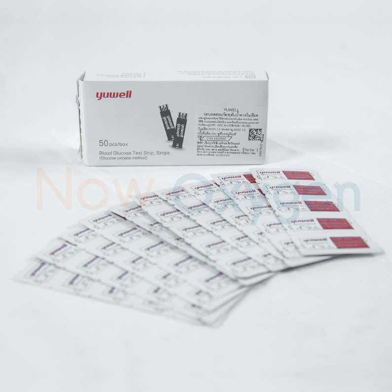 Yuwell แถบตรวจวัดระดับน้ำตาลในเลือด (50 ชิ้น) สำหรับเครื่องตรวจวัดระดับน้ำตาลในเลือด
