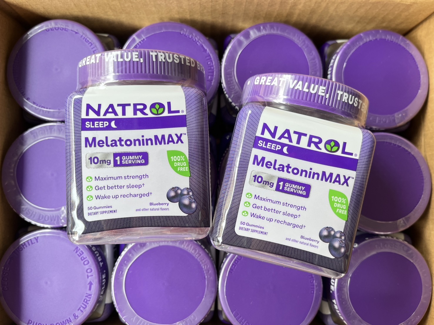 (1กระปุก) Natrol Melatonin Max Single 10mg Sleep Aid Gummies #Blueberry กัมมี่เมลาโทนิน 10มก. รุ่นนี้ทานครั้ง 1 เม็ดได้ 10มก.