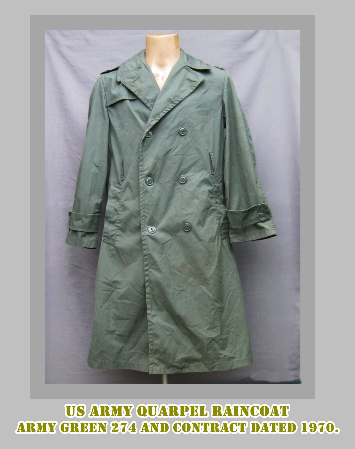 ขายแล้ว U.S. ARMY 1970 MAN'S QUARPEL AG 274 RAINCOAT