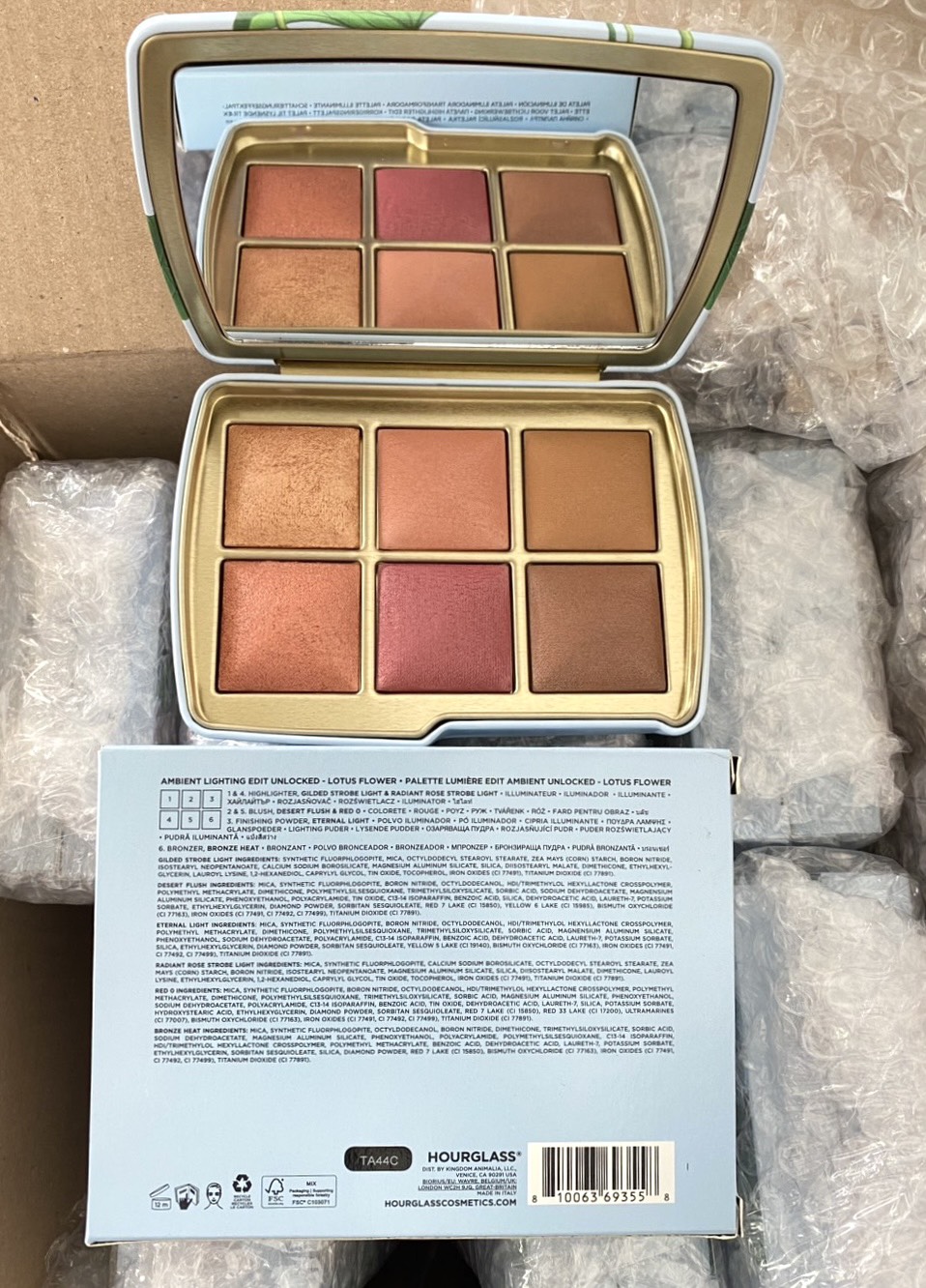 Hourglass Ambient Lighting Palette 2024 Lotus Flower พาเลทไฮไลท์และบลัช 6เฉดสี (1.4g.x6)