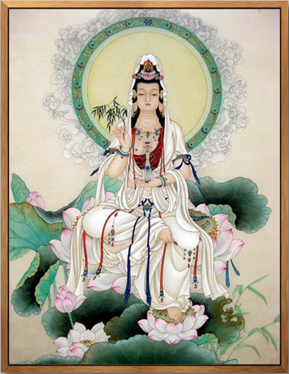 ชุดปักครอสติช ลายพระโพธิสัตว์กวนอิม (งานปักเต็มลาย ไม่มีเดินเส้น) ขนาด 76*96 ซม.ผ้าครอสติช 11CTพิมพ์ลายปักบนผ้า ไหมคอตตอน 56 สี ผังลาย เข็ม