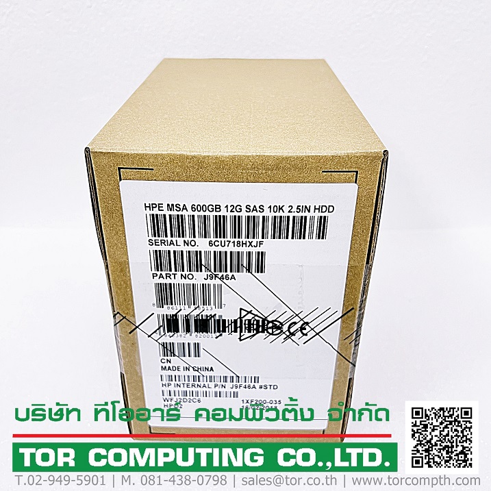 NEW, HP J9F46A 787646-001 [TorCompTH Thailand - ขาย จำหน่าย ราคา] HP MSA2 600GB 10K 12G 2.5IN DP ENT SAS HDD for P2000 G3 G4, MSA 1040/2040/2050