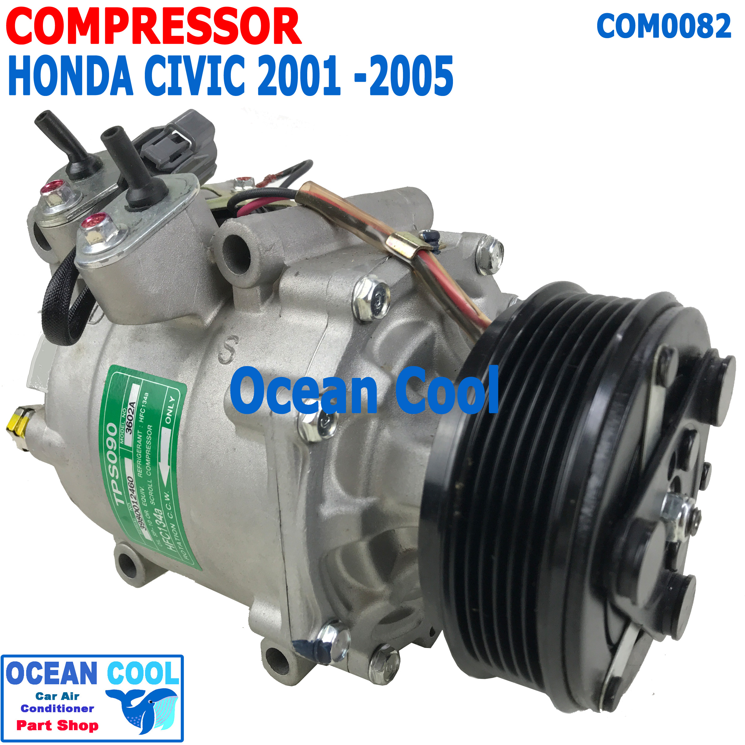 คอมเพลสเซอร์ ฮอนด้า ซีวิค 2001 - 2006 ไดเมนชั่น COM0082 Compressor For HONDA CIVIC VII 1.4L 16V คอมแอร์ คอม คอมเพสเซอร์ ซีวิก SANDEN TRSA09 2002 2003 2004 2005