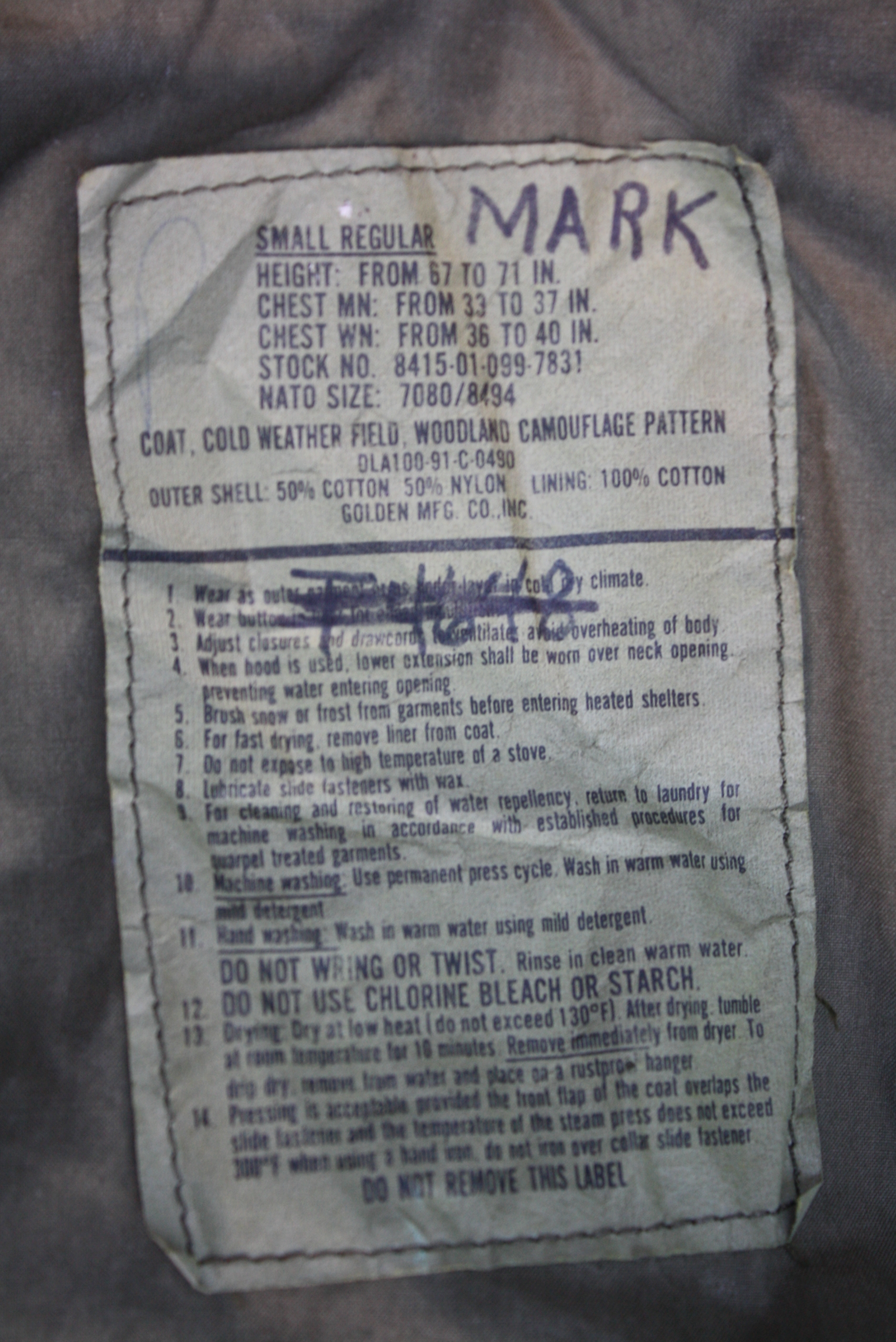 เสื้อทหาร M65 Class2 Pattern 3 ลายพราง