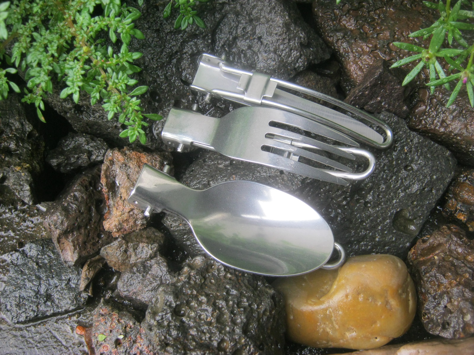 อุปกรณ์ ชุด3ชิ้น ช้อน ส้อม มีด แสตนเลส พับได้ แคมป์ปิ้ง