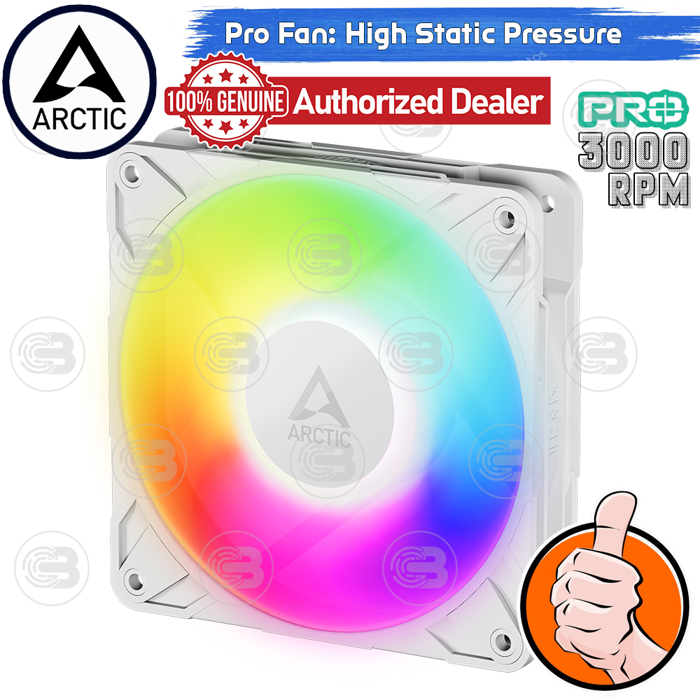 [CoolBlasterThai] ARCTIC P12 PRO A-RGB PWM PST White 0dB (size 120 mm.) PC Fan Case ประกัน 6 ปี