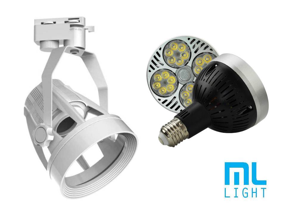 ชุดโคมสปอตแทรคไลท์ PAR30 35W 3500LM 6500K/3000K E27 ขาว ML-LIGHT