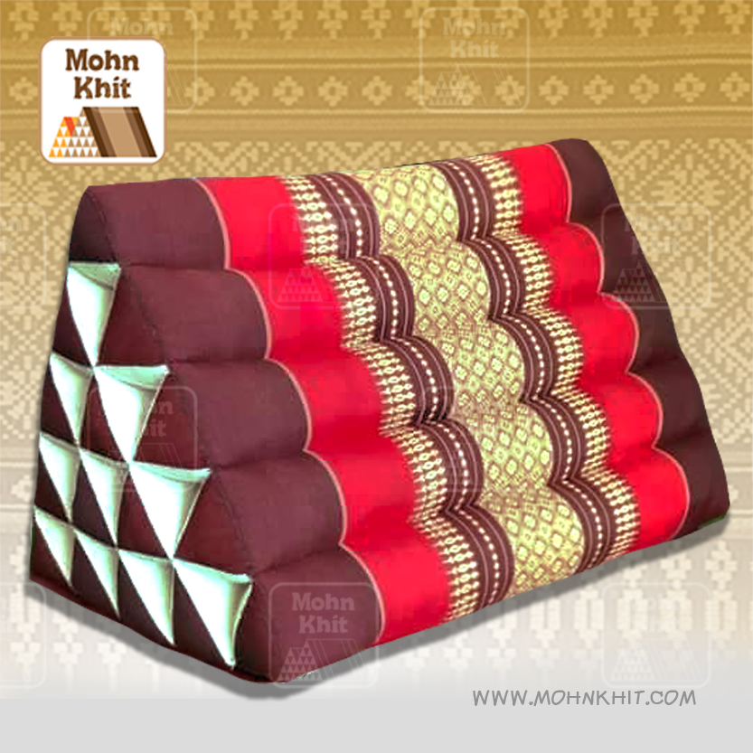 หมอนสามเหลี่ยม15ช่องเดี่ยวลายขิด 52cmx36cmx32cm// Thai Tri-angle Cotton kapok 100%Traditional Floor Cushions .