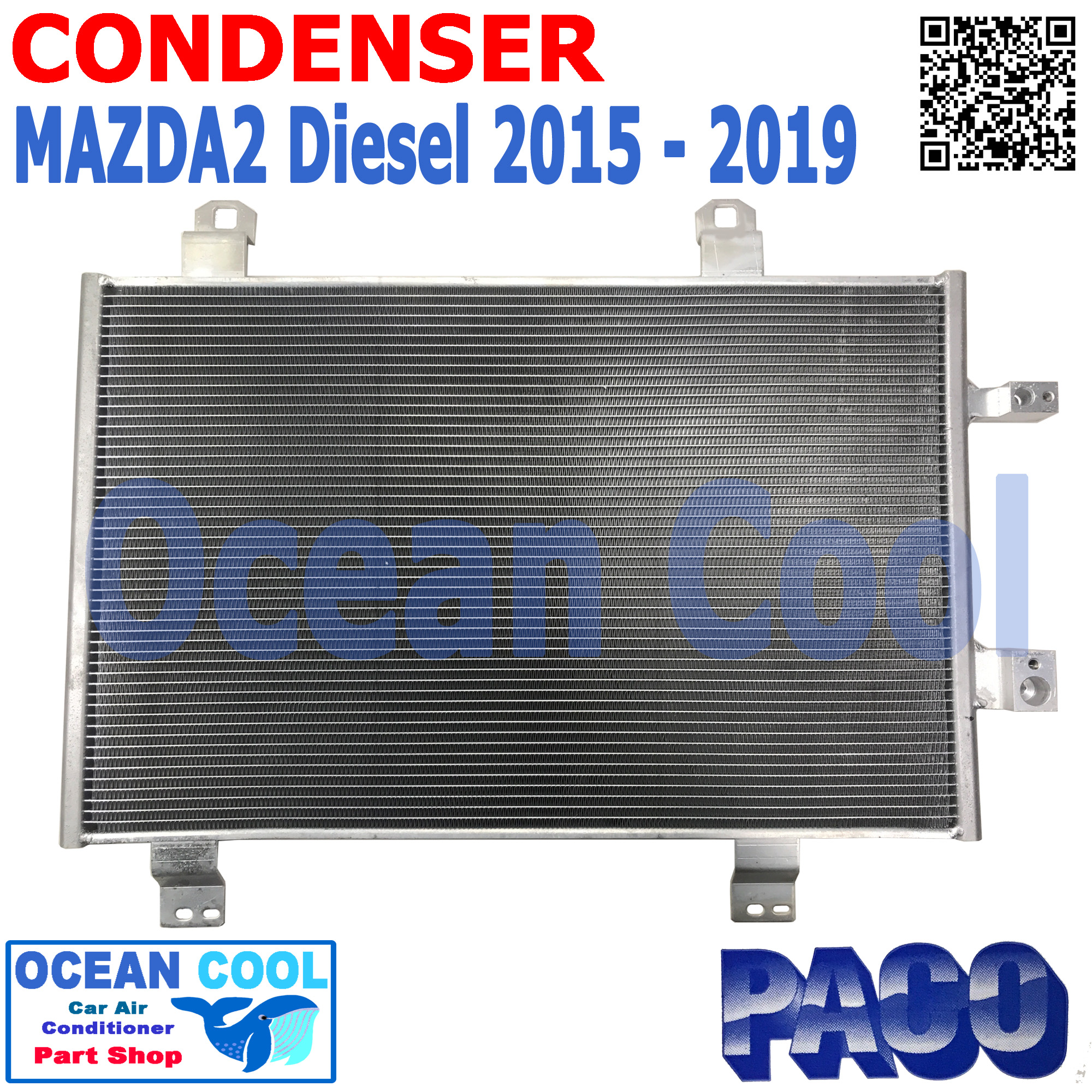 แผงแอร์ มาสด้า 2 ดีเซล 2015 - 2019 สกายแอคทีฟ DJ CD0061 CONDENSER Mazda 2 skyactive Desiel paco รังผึ้งแอร์ แผงรังผึ้ง แผงคอยล์ร้อน คอนเดนเซอร์ อะไหล่ แอร์ รถยนต์