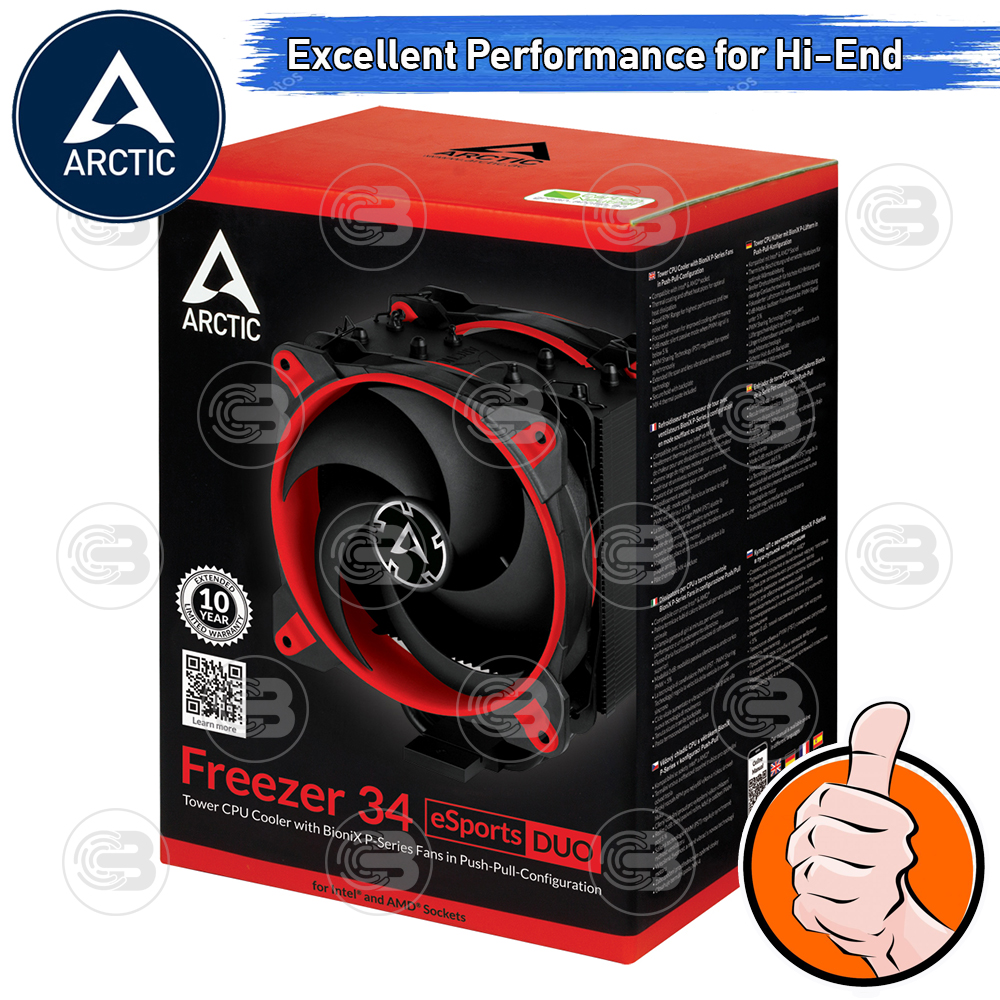 [CoolBlasterThai] Arctic Freezer 34 eSports DUO Tower CPU Cooler (Red) (LGA1851/AM5 Ready)