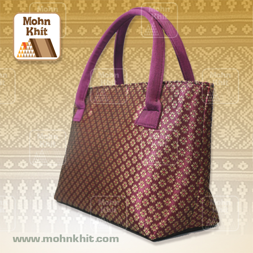 กระเป๋าผ้าไทย,กระเป๋าผ้าขิด กระเป๋าถือ กระเป๋าหิ้ว 10x19x19Cm//Khit Bag, Tote Bag, Tote Bag