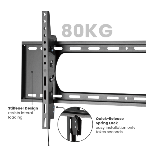 New! T8040 ขาแขวนทีวี HEAVY-DUTY Toolless Tilt TV wall mount for 43-90 inch, ปรับก้ม-เงยได้ ±10°, Max VESA 800x400 mm., Weight Capacity 80 Kg.