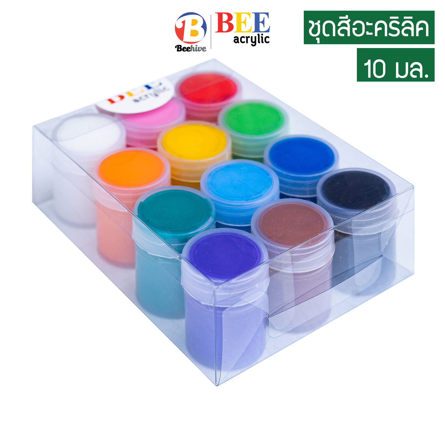 ชุดสีอะคริลิค สีน้ำ BEE 10 มล. 12 ขวด 12 สี