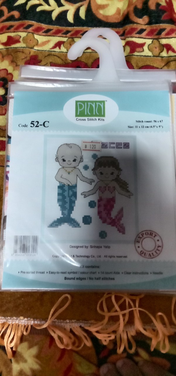 ชุดอุปกรณ์ปักครอสติส ลายการ์ตูน ขนาด 11*12 cm. ผ้าขาว-ไม่พิมพ์ลาย ไหมคอตตอน