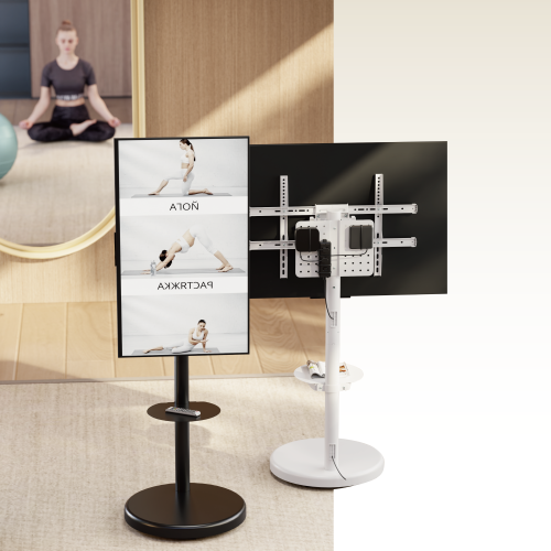 "Stand by You XL" (Matte Black) ขาตั้งทีวี 37-86 นิ้ว Heavy-Duty Mobile TV Floor Stand with shelve, Max VESA 600x400mm., Weight Capacity 50 Kg.(*ไม่รวมจอ)